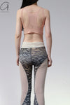 RUI fish scale stitching mesh flared pants RSS23KN06 nightfall black and gray gradient